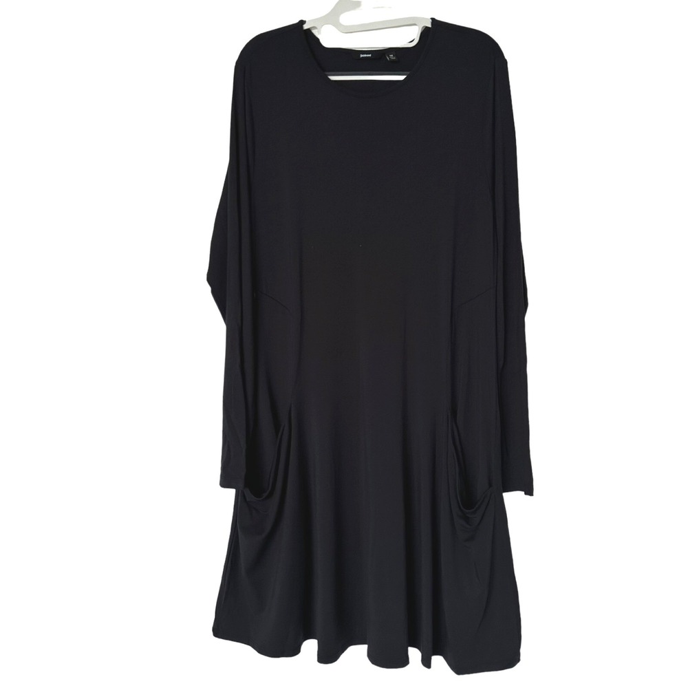 Betabrand‎ Dress M Black Modal Silk Blend Travel A Line Swing Comfort Minimalist